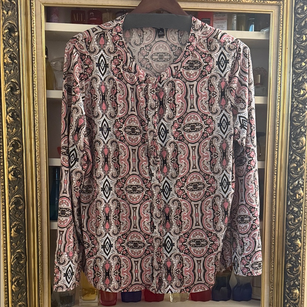Patterned Long Sleeve Blouse